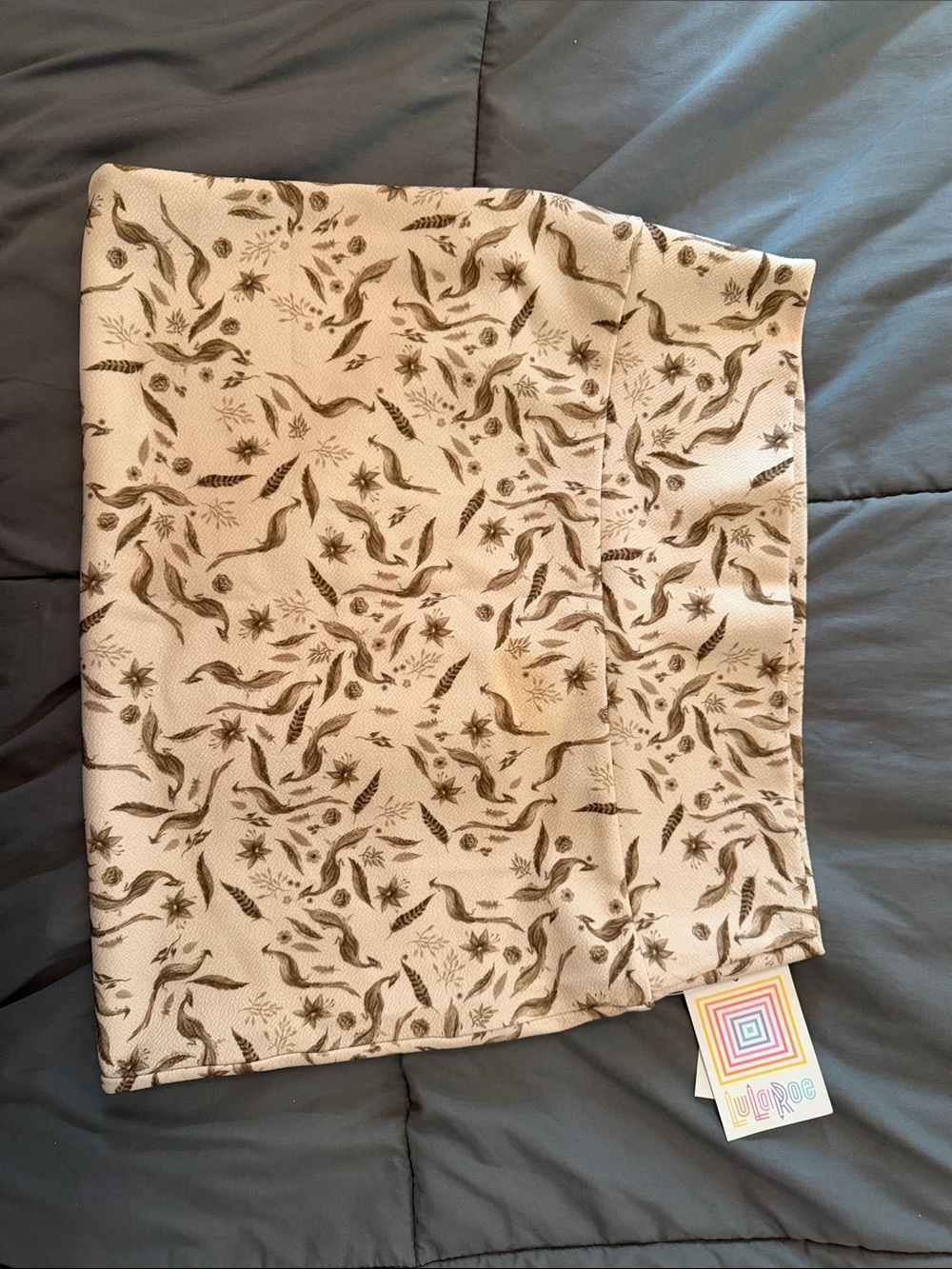 LuLaRoe Cream and Brown Floral Midi Skirt